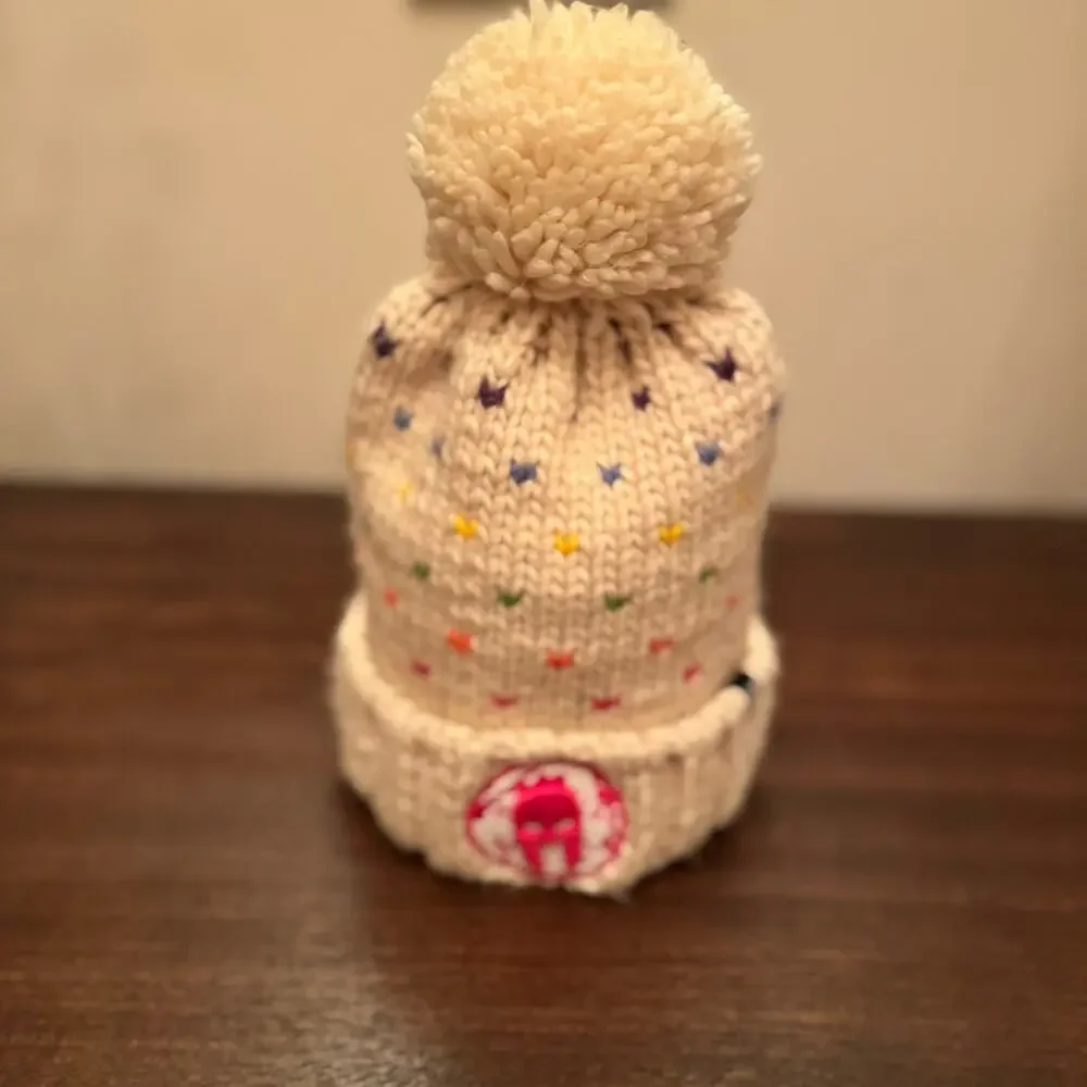 '47 Brand Kids Spartan Race Girls Beanie Cream Sprinkles Cuffed Knit Hat Pom Pom